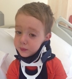 NECK injury . . . Jake de la Haye