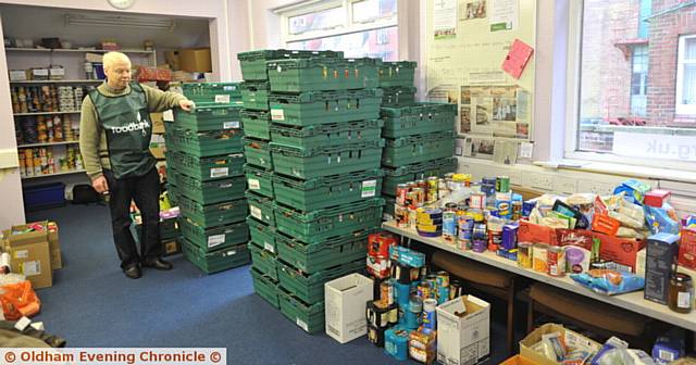 STOCKING up . . . at Oldham Foodbank