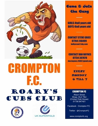 Crompton FC start Roary's Cubs Club Crompton FC start Roary's Cubs Club