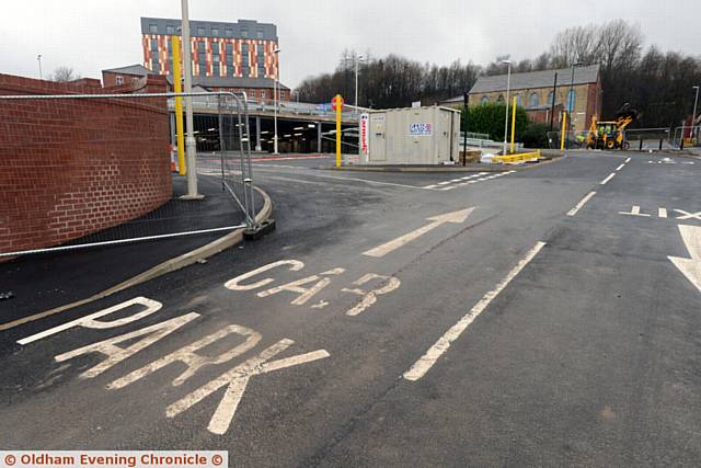 New multi-storey car park at Prince's Gate, Mumps for Metrolink users, almost finished.