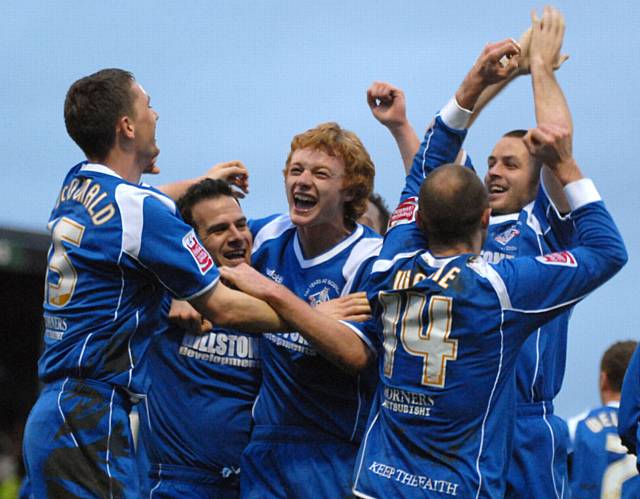 HIGH FIVES...flashback to Athletic's 5-0 drubbing of Nottingham Forest a decade ago when crowds of 8,000 flocked to watch the team
