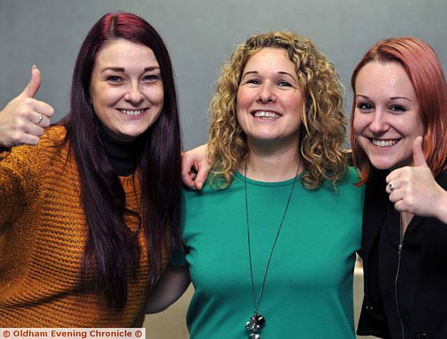 FROM the left: Lisa Pearson (Dr Kershaw's Hospice), Clare Taylor (Oldham Action Fund) and Alex Herod (Mahdlo)
