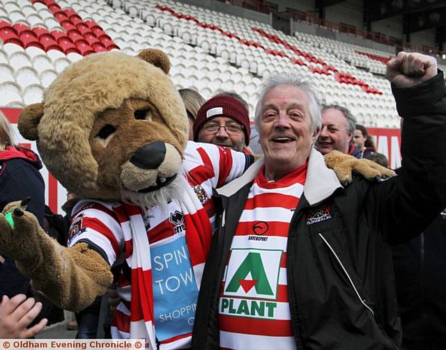 HAPPY DAYS . . . Roary with fan Ray Fletcher after the Challenge Cup win at Hull KR last season