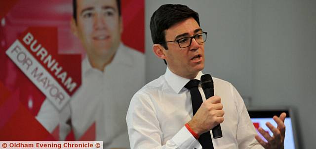 Andy Burnham addresses the audience Andy Burnham addresses the audience