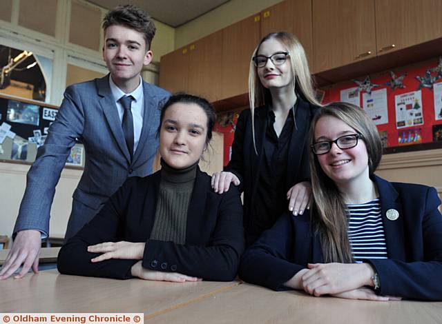 OXBRIDGE candidates, left to right: Jake Kershaw, Joanna Berechula, Georgia Loynds and Alexandra Sledge