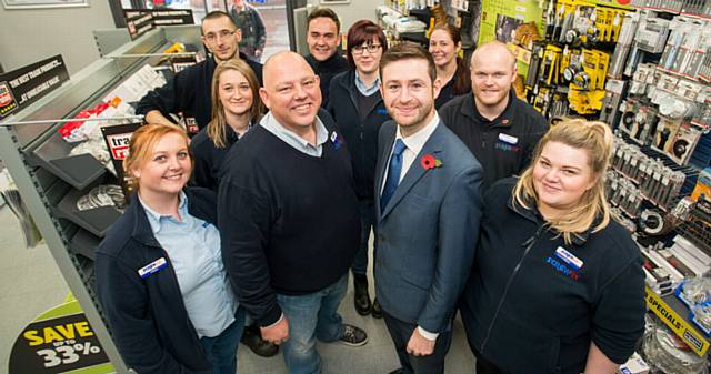 MP's visit . . . with Jim McMahon (from left) Helen Baxter, Natalie Lawton, Dean McCann, Alan Nield, Wayne Harwood, Amy Gardiner, Alison Ogden, Stephen Callaghan and Vicki Bennett
