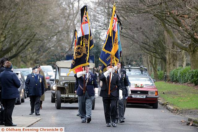 FUNERAL march . . . at Oldham Crematorium, Hollinwood