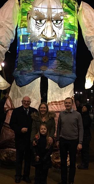 The Oldham Giant with family members John Scholes, Debbie Scholes, Tom Scholes-Fogg and, front, Amelia Scholes
