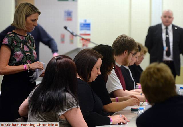 COUNTING the votes . . . at Failsworth Town Hall