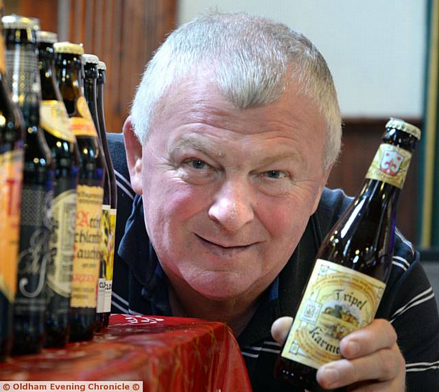CHEERS . . . Organiser Peter Archer with a range of bottled beers CHEERS . . . Organiser Peter Archer with a range of bottled beers