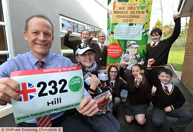 ADVENTURER . . . Steve Hill and Hannah Bailey (front) with classmates 