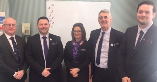 TEAM . . . (L-R) Councillor Jamie Curley, community banker Paul Geary, Oldham Linkage manager Janet Gardner, NatWest local CEO Paul Davies, digital expert Luke Smith