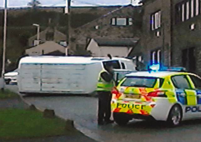 Van crash on Wallhill Road, Dobcross. *** PIC by 