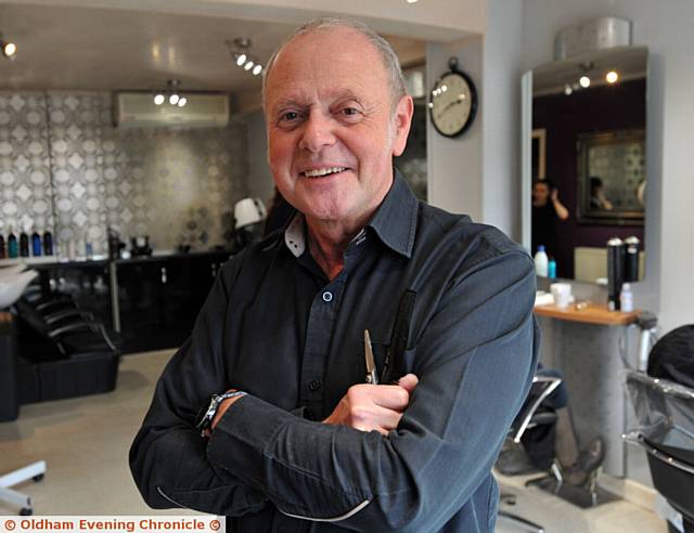 RETIRING . . . Hairdresser Gerard Healey in Simon Gerard Salon, Hollins RETIRING . . . Hairdresser Gerard Healey in Simon Gerard Salon, Hollins