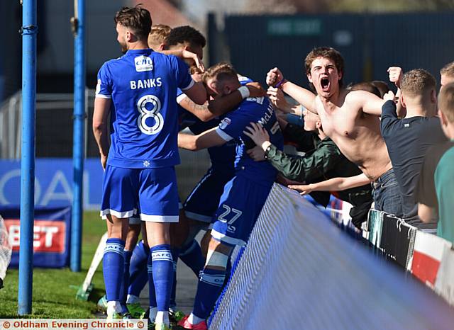 EMOTIONS run high among the fans after Athletic double their lead