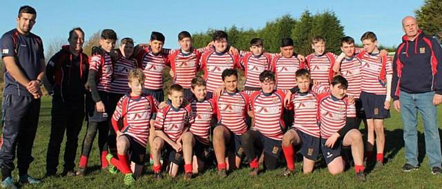 BOWL FINAL PLACE SECURED . . . Oldham RUFC under-14s line up