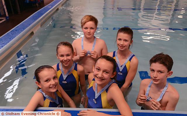 Hulme Prep. School freestyle and medley relay teams, which have qualified for the National ESSA Swimming finals in Sheffield. Left to right, Gabriella Jackson, Bella Smart, Lucas Selby, Acacia Seward, Emma Gumbley, Joel Birtles.