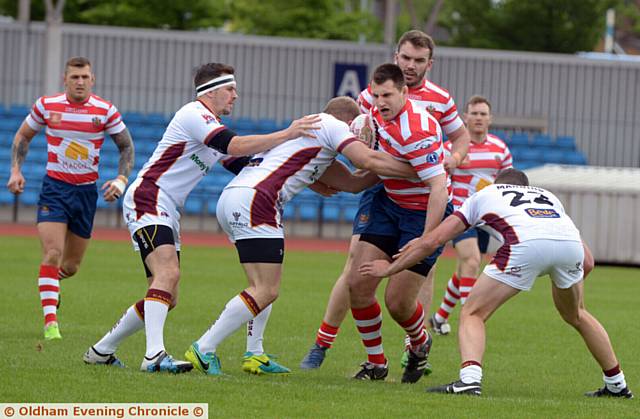 Oldham v Batley at Manchester Regional Arena at the Etihad Complex. Oldham's Phil Joy