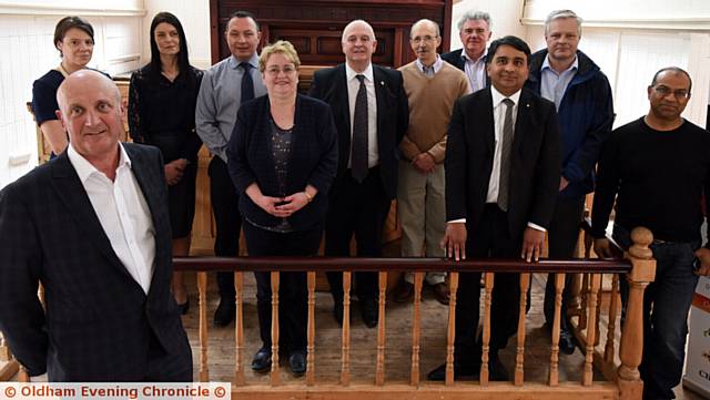 CHRONICLE managing editor David Whaley (front) with sponsors and dignitaries