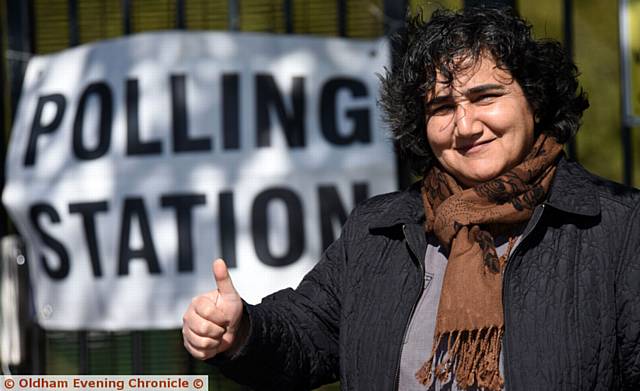 MARZIA Babakarkhail votes for the first time, at Crossbank House in Oldham