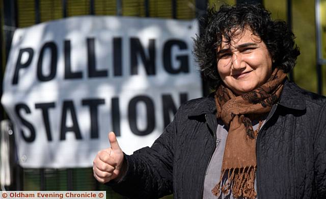 MARZIA Babakarkhail votes for the first time, at Crossbank House in Oldham MARZIA Babakarkhail votes for the first time, at Crossbank House in Oldham