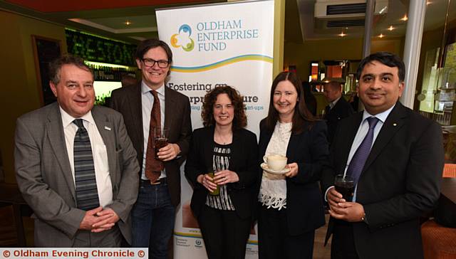THE launch of Oldham Festival for Business at Saddleworth Networking group. Pictured from left: Graham McKendrick, Philip Pearson, Claire Holland, Susan Mayall and Kashif Ashraf