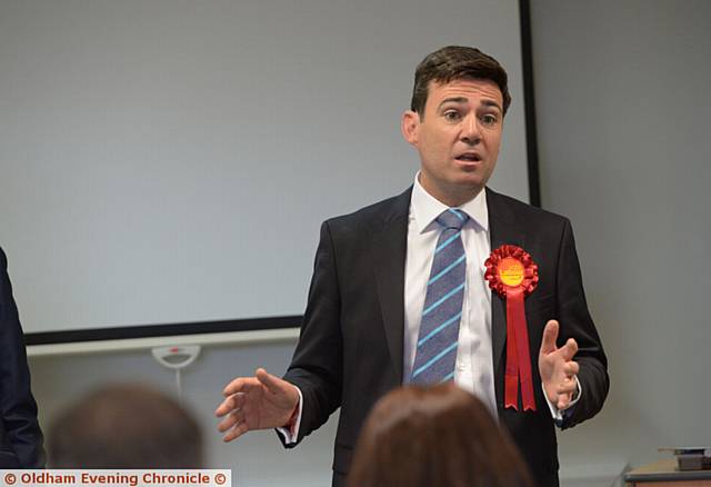 University Campus Oldham, elected Greater Manchester Mayor Andy Burnham at Labour celebration Andy Burnham University Campus Oldham, elected Greater Manchester Mayor Andy Burnham at Labour celebration Andy Burnham