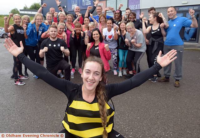 ORGANISER and personal trainer at Glo Gym Laura Marinelli leads the way for a bootcamp session outside in memory of Alison Howe and Lisa Lees
