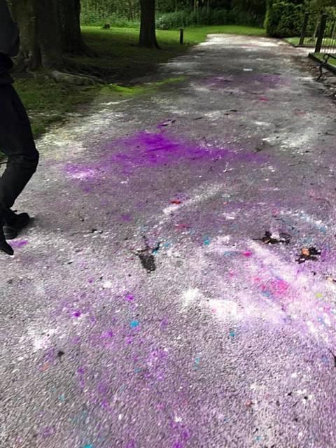Paint which was thrown on the ground in Chadderton Hall Park was cleaned up the same day by Oldham Council.
Paint which was thrown on the ground in Chadderton Hall Park was cleaned up the same day by Oldham Council.