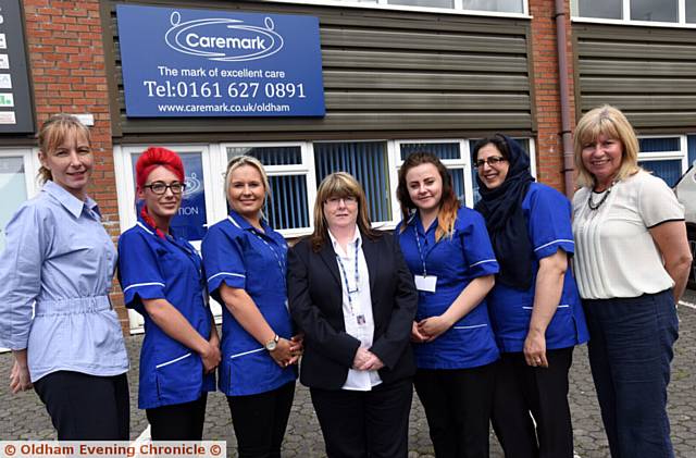 FROM the left: Helan Graham (MD), Amy Mowbray, Nicola Broadbent, Anita Roberts, Rachael Cook, Nazia Begum and Stephanie Doherty (MD)