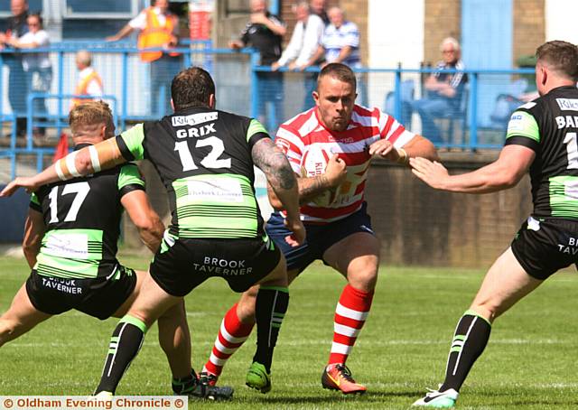 TYLER Dickinson goes on the offensive for the hosts at Bower Fold