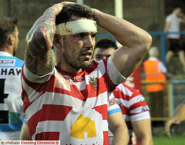 DEJECTED Jack Spencer after Oldham's painful defeat against Dewsbury Rams last night