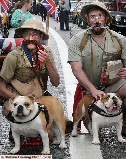 BRITISH explorers Edmond and Hilary with bulldogs Bella and Betsy