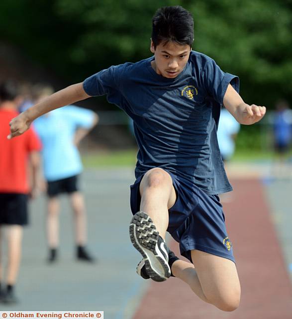 SO GRACEFUL . . . Aldrin Rena (North Chadderton) in the long jump