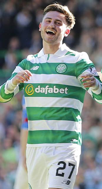 Celtic's Patrick Roberts celebrates scoring his side's second goal of the game during the Scottish Premiership match at Celtic Park, Glasgow.