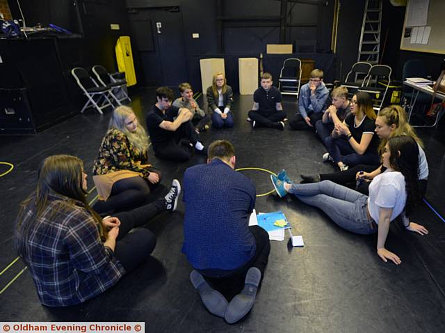 DIRECTOR Chris Lawson leads the workshop for schools at Oldham Coliseum