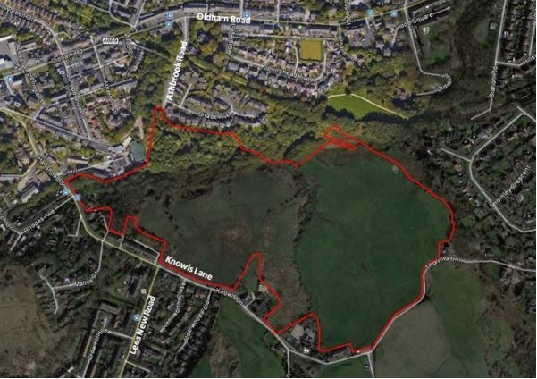 A map of the site outlines the area in Springhead marked out for the proposed 265-property development.