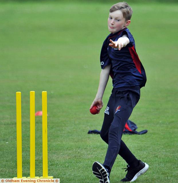 FINE DELIVERY . . . George Daubney, from Hodge Clough, is pictured bowling