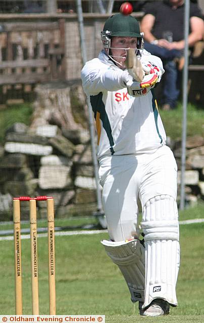 BIG SWING . . . Shaw captain Steve Whiston goes for the hook shot.
