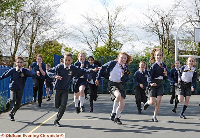 ON the run . . . Youngsters from St Anne's Primary School, Lydgate, run for 15 minutes every school day as part of the Daily Mile initiative
