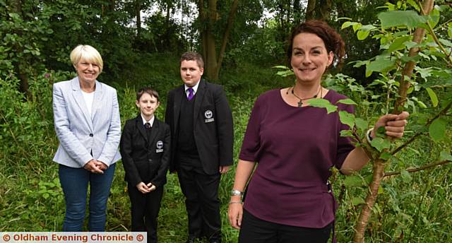 PRIDE in Oldham nomination for learning support worker Melissa Godwin who created a nature area at Oldham Academy North. Pictured: Jennifer Barker (nominator), Joshua Overton, Jordan Stewart and Melissa
