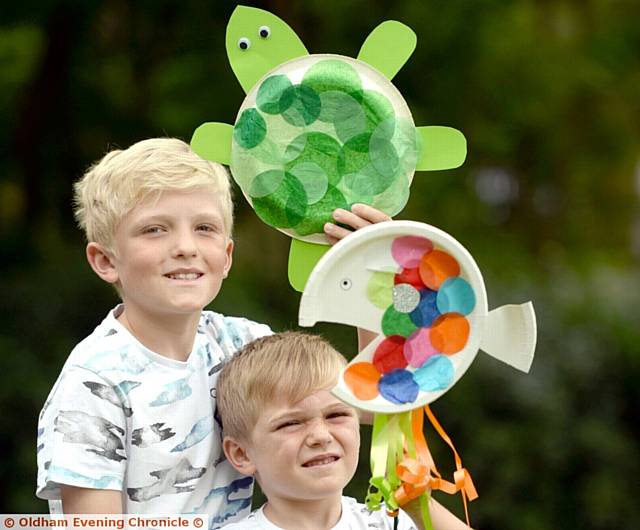 MAKING a turtle and a fish are Billy and Charlie Thomas