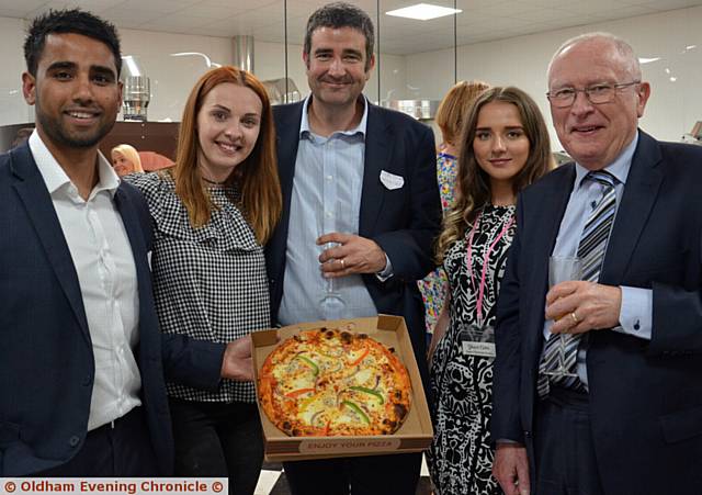 NETWORKING . . . From left, Afsar Hussain (Santander relationship director), Jenna Lewis (commercial director of Linda Lewis Kitchens), Robert Dolan (Santander relationship director), Grace Carr (Linda Lewis Kitchens marketing executive) and Geoff Lamb (North Ainley Solictors partner)