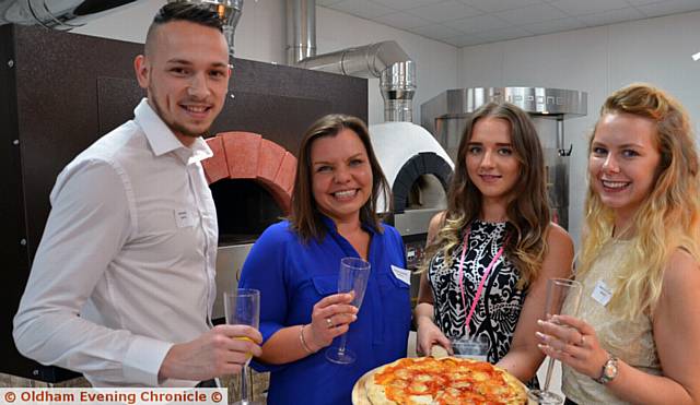 NETWORKING . . . Daniel Bell (Seftons), Rachel Freeman (Seftons), Grace Carr (Linda Lewis Kitchens marketing executive) and Hannah Owen (Seftons)