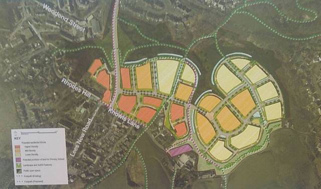 Display boards at Russel Homes' consultation meeting show the area in Springhead which is earmarked for development.