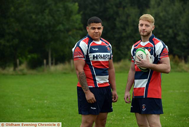 New open-age coaching team at Higginshaw RL, pictured here are (l-r) Jordan Hanley and Nathan Jewitt also coaching will be Adam Newton (unavailable for pic)
