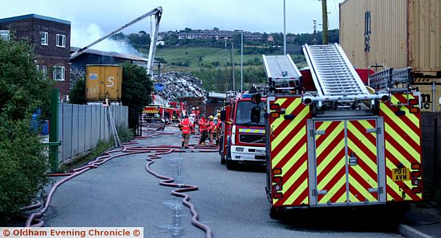 MAJOR DEPLOYMENT . . . the scene on Mossdown Road in Heyside.