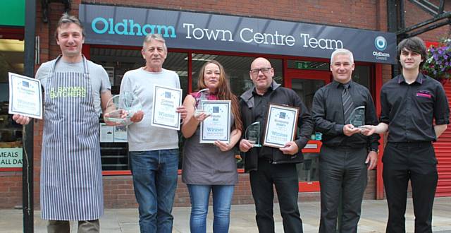 LEFT to right: Anthony Bayman (Bayman Butchers), Howard Maloney (Custom Clothing), Nicola Harkins (Potato Hut), Dale Robinson (Blooming Dale's), Bernie Dullaghan and Mike Kelly (Mecca Bingo)
LEFT to right: Anthony Bayman (Bayman Butchers), Howard Maloney (Custom Clothing), Nicola Harkins (Potato Hut), Dale Robinson (Blooming Dale's), Bernie Dullaghan and Mike Kelly (Mecca Bingo)