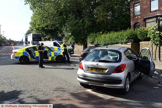 Car crash on Lees Road, Salem involving a Peugeot 206 and an Audi A3.