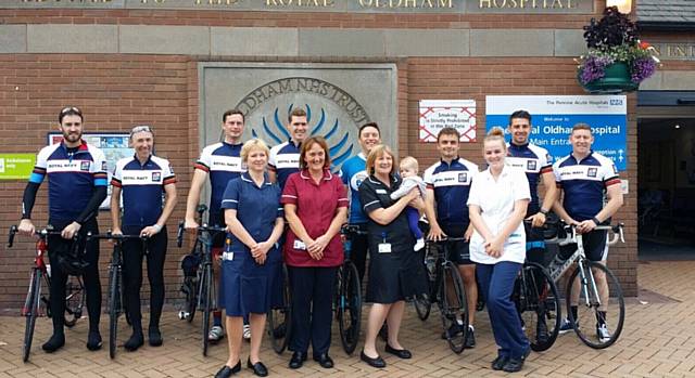 DANIEL Gatenby, fourth from right, back row, with navy riding team and Oldham hospital staff
